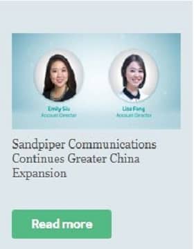 Sandpiper Communications Continues Greater China Expansion